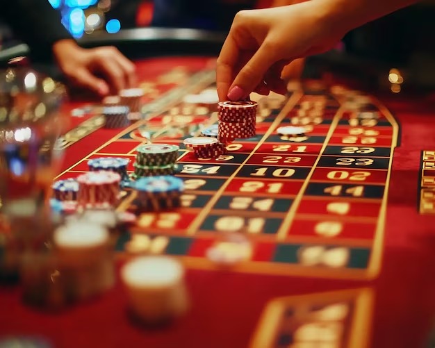 Live dealer at Galactic Gems table on barges platform
